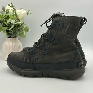 Sorel Men’s Explorer Black Suede Lace Up Waterproof Boots Size 7